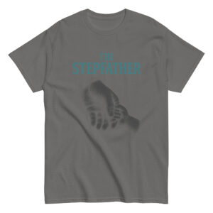 Gray shirt with 'The Stepfather' and holding hands graphic.