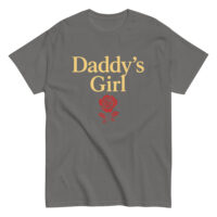 Gray t-shirt with 'Daddy's Girl' and rose design.