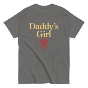 Gray t-shirt with 'Daddy's Girl' and rose design.