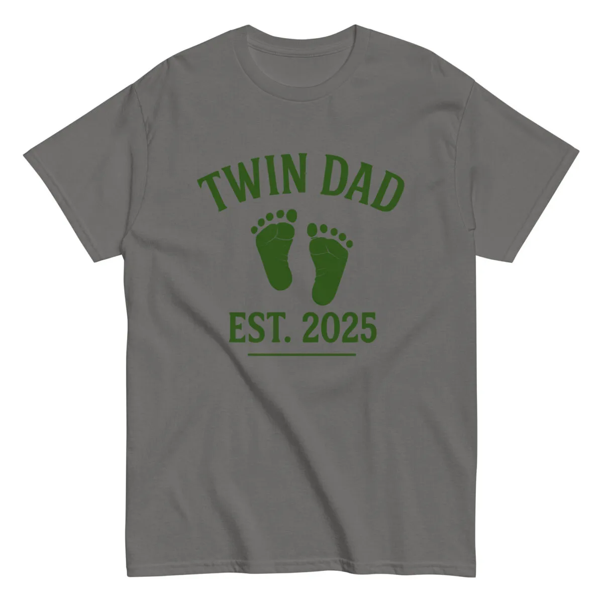 Gray shirt with 'Twin Dad Est. 2025' design.