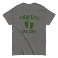 Gray shirt with 'Twin Dad Est. 2025' design.