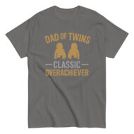 Dad of twins t-shirt with playful text design.