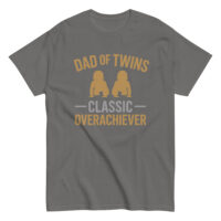 Dad of twins t-shirt with playful text design.
