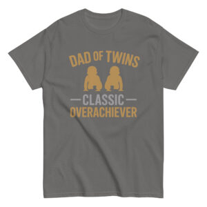Dad of twins t-shirt with playful text design.