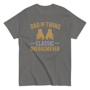 Dad of twins t-shirt with playful text design.