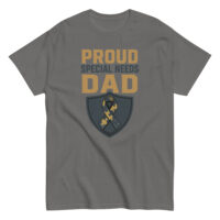 Gray T-shirt with 'Proud Special Needs Dad' text