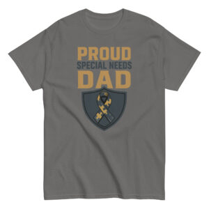 Gray T-shirt with 'Proud Special Needs Dad' text