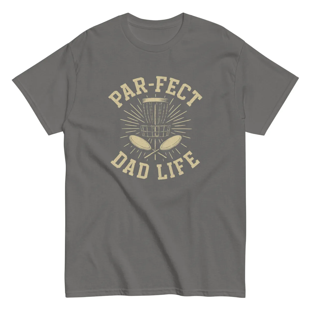 Gray t-shirt with 'Par-fect Dad Life' design.