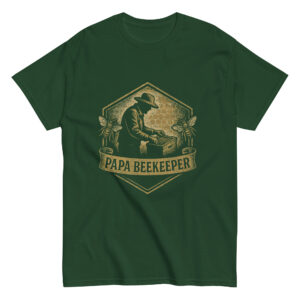 Green shirt with Papa Beekeeper design