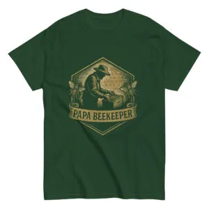 Green shirt with Papa Beekeeper design