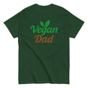 Green T-shirt with 'Vegan Dad' design