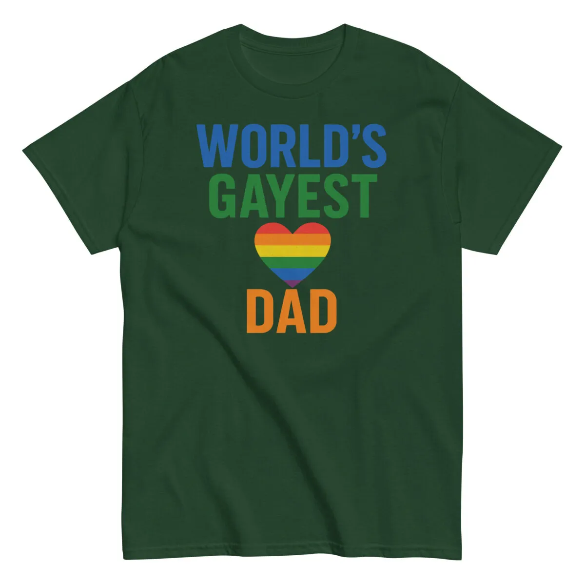 Green shirt with World's Gayest Dad design