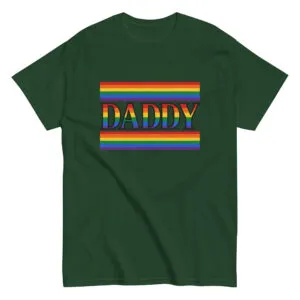 Green shirt with rainbow 'Daddy' design