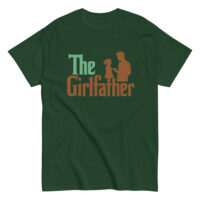 Green T-shirt with 'The Girlfather' design.