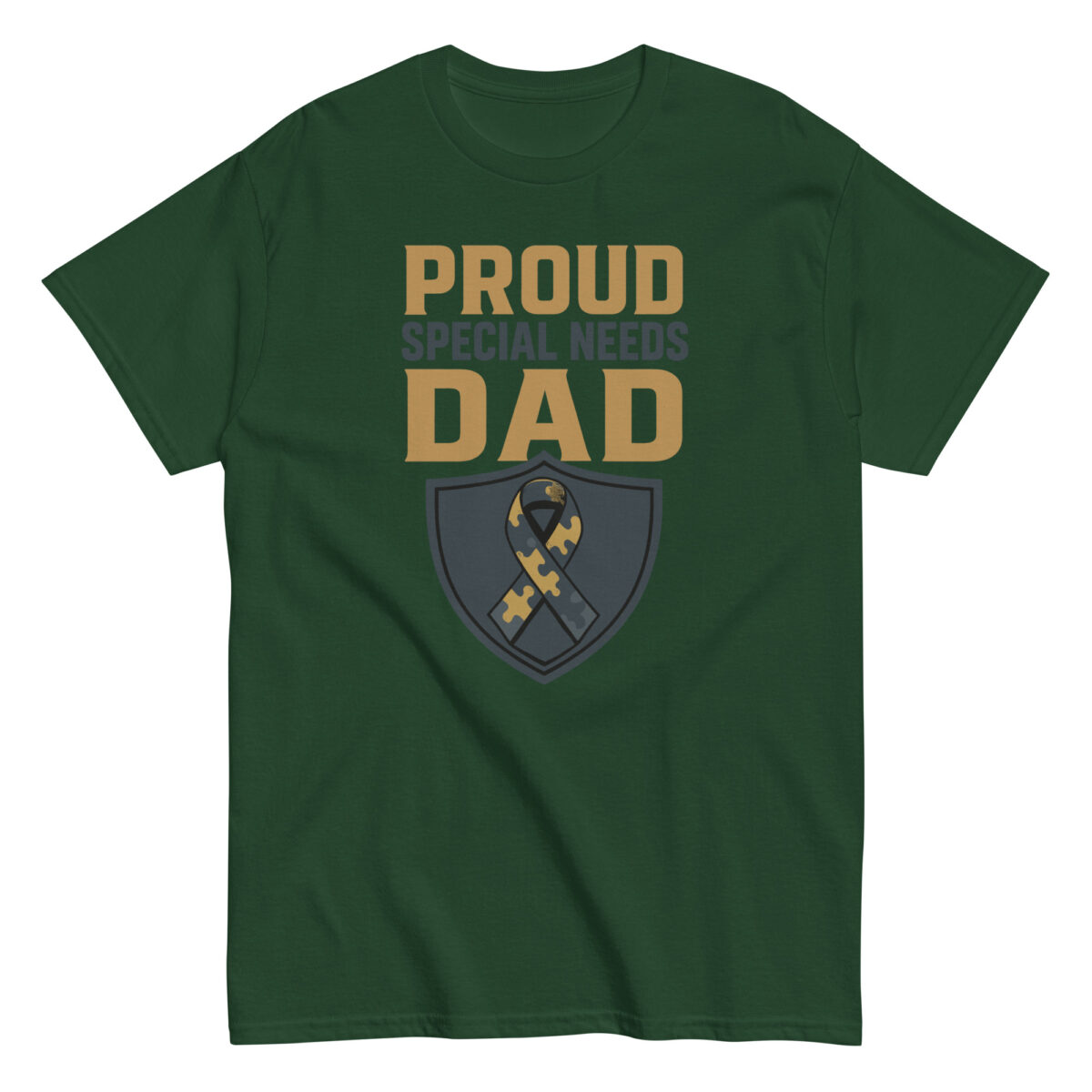 Green shirt, Proud Special Needs Dad design.