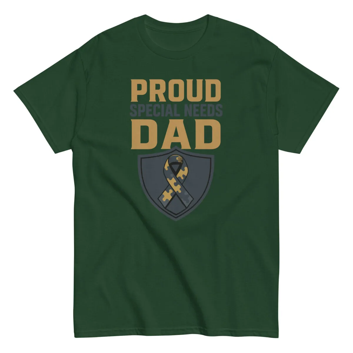 Green shirt, Proud Special Needs Dad design.