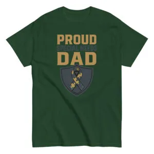 Green shirt, Proud Special Needs Dad design.