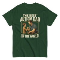 Green shirt with 'Best Autism Dad' design