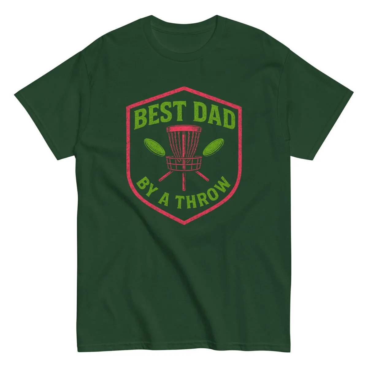 Green shirt with 'Best Dad By A Throw' design