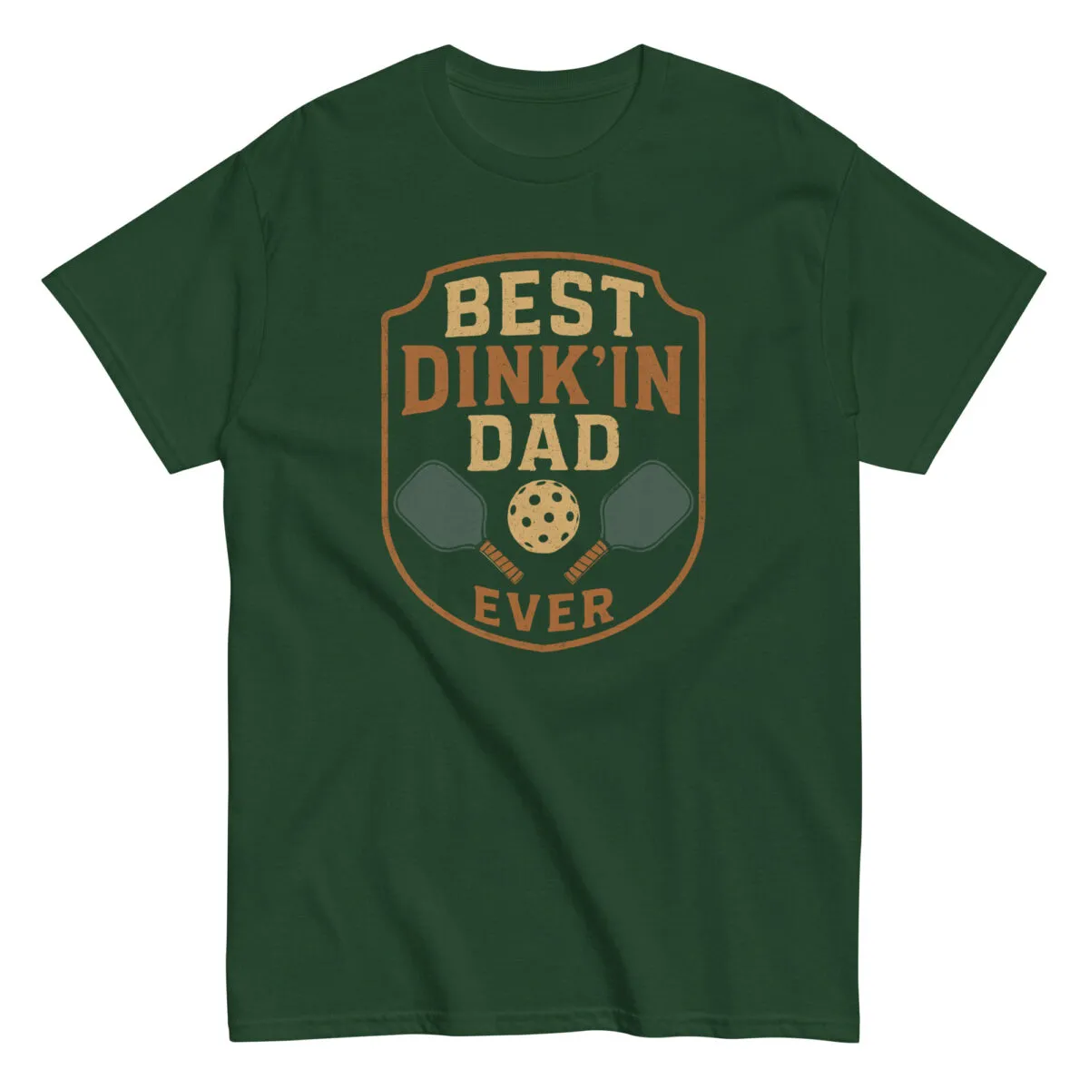 Green t-shirt with 'Best Dink'in Dad' design