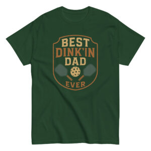 Green t-shirt with 'Best Dink'in Dad' design