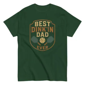 Green t-shirt with 'Best Dink'in Dad' design