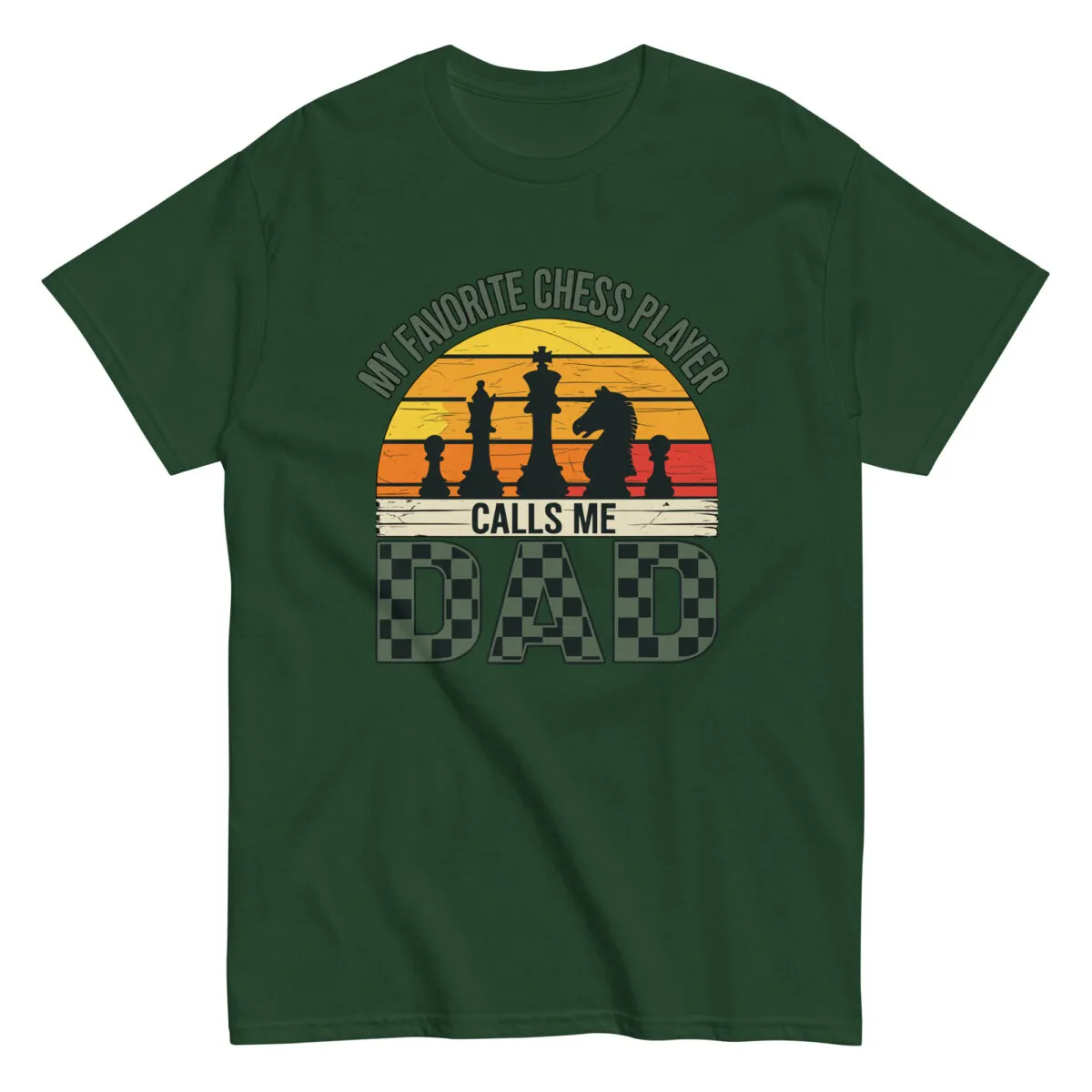 Green t-shirt with chess player dad design