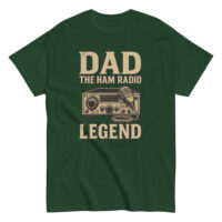 Green t-shirt with ham radio legend design