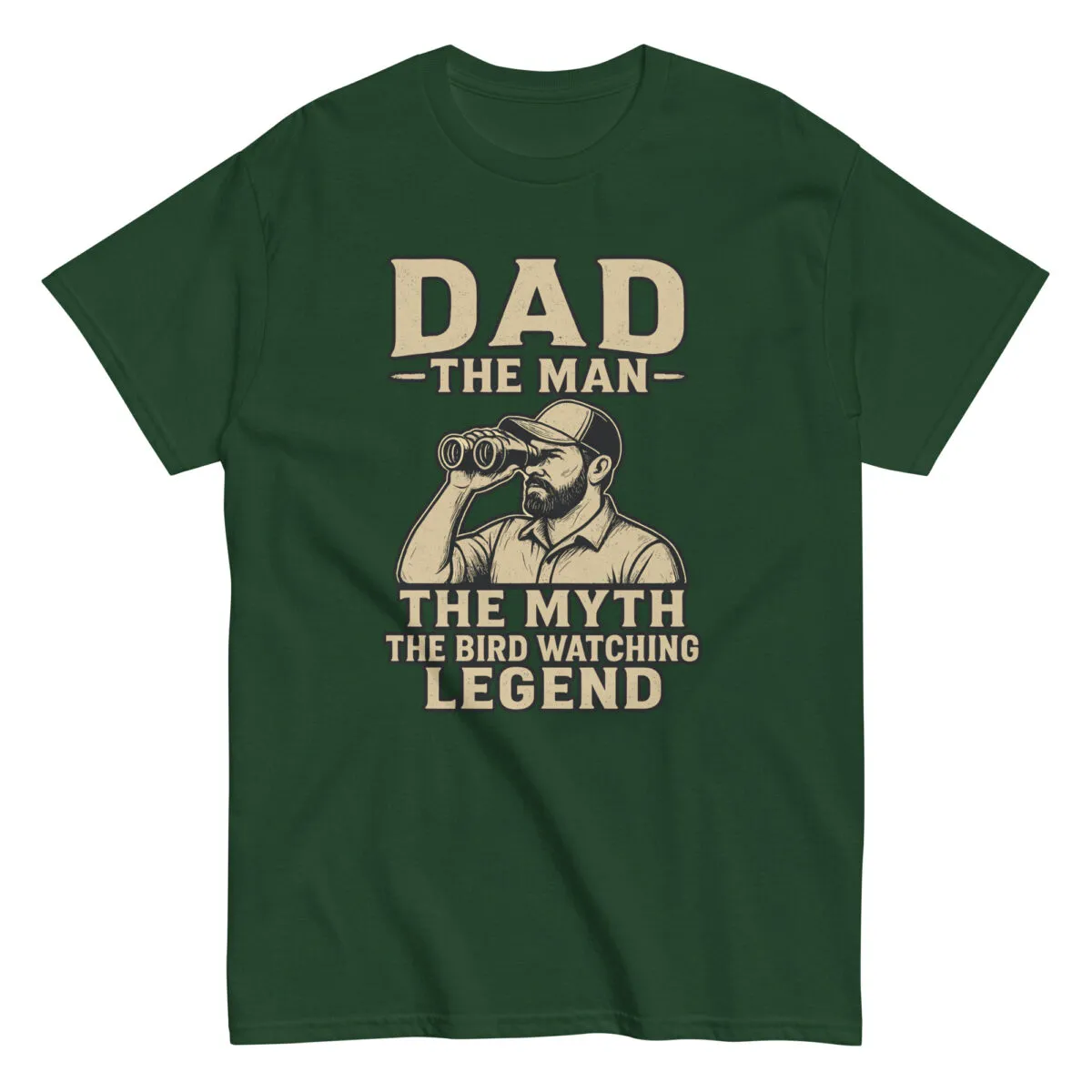 Green shirt with bird watching dad design