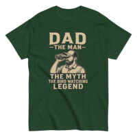 Green shirt with bird watching dad design