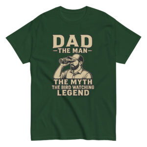 Green shirt with bird watching dad design