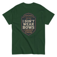 Green t-shirt with archery themed slogan design.