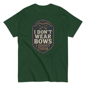 Green t-shirt with archery themed slogan design.