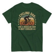 Green t-shirt with cycling dad design, retro style.