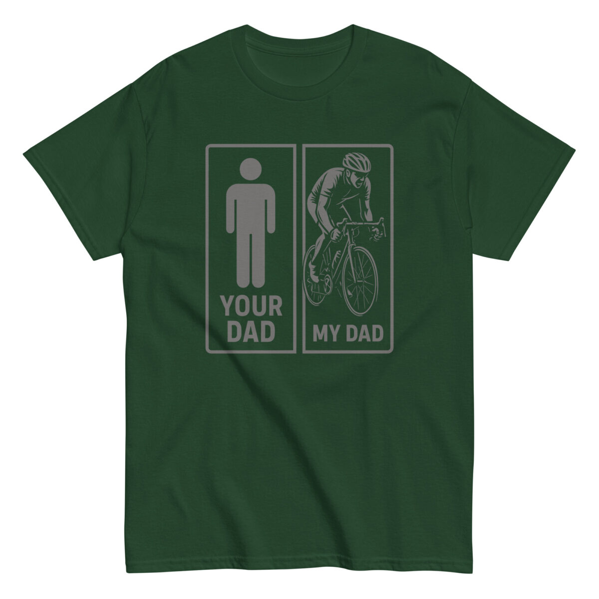 Funny dad t-shirt comparing cyclists symbol.