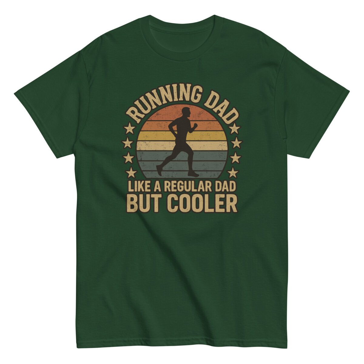 Green shirt with 'Running Dad' design.