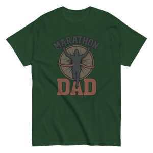 Green 'Marathon Dad' T-shirt with runner silhouette