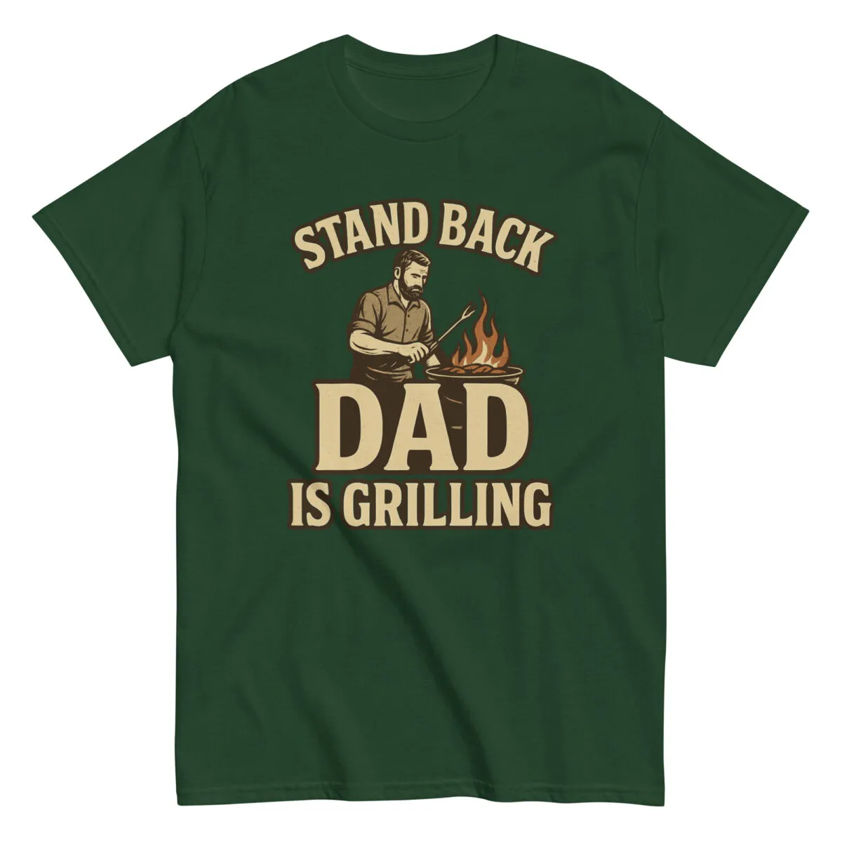 Green T-shirt, 'Dad is Grilling' graphic
