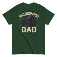 Green Photography Dad shirt with camera design.