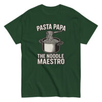 Green t-shirt with pasta pot design