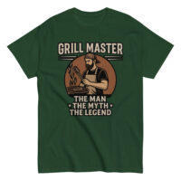 Green t-shirt with grill master design.