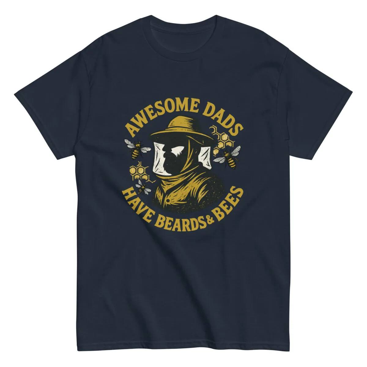 T-shirt with bee-themed awesome dads design.