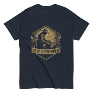 Papa Beekeeper t-shirt design with beekeeper graphic.