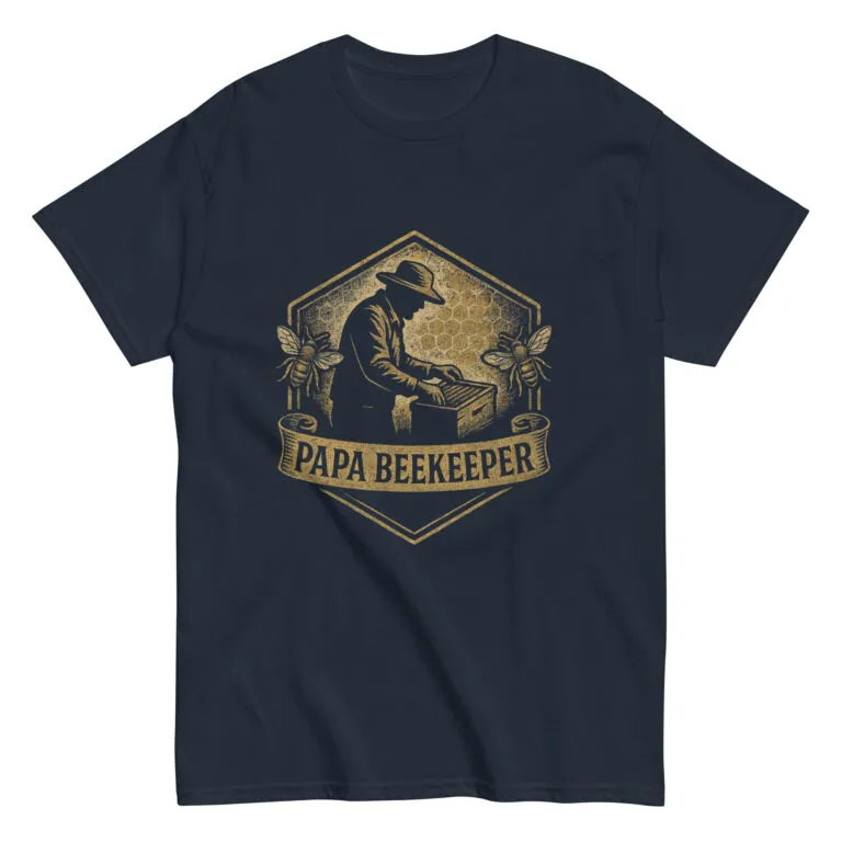 Papa Beekeeper t-shirt design with beekeeper graphic.