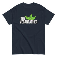 Shirt with 'The Veganfather' and green leaf design