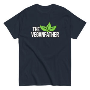Shirt with 'The Veganfather' and green leaf design