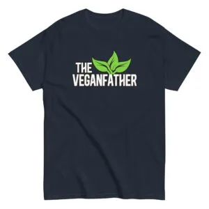 Shirt with 'The Veganfather' and green leaf design