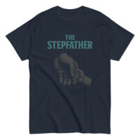 Navy t-shirt with 'The Stepfather' design.