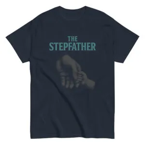 Navy t-shirt with 'The Stepfather' design.