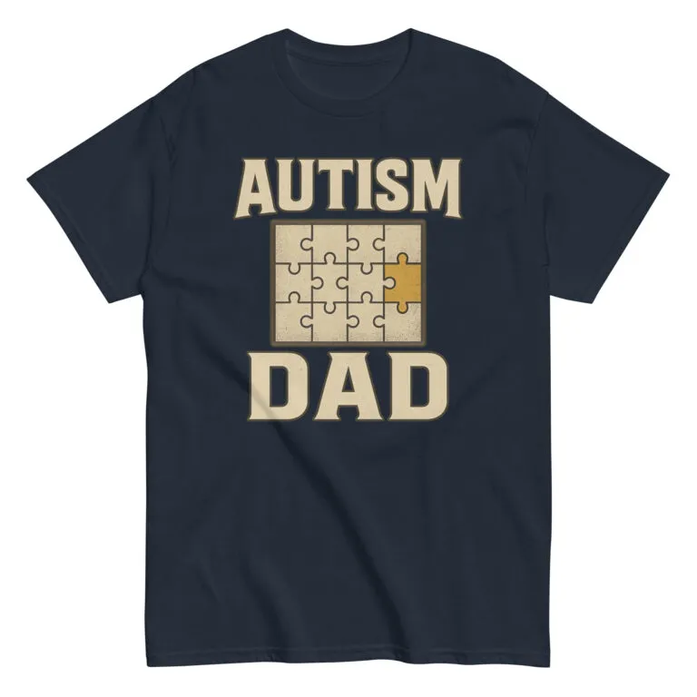 Autism Dad shirt with puzzle design